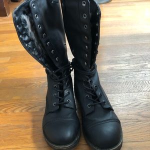 Madden Girl Black Motor F Combat Boots